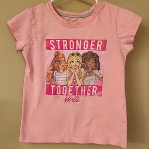 Barbie "Stronger Together" pink short sleeved tee shirt